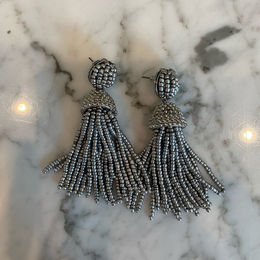 BaubleBar Silver Tassel Earrings